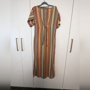 Striped Dress with Tie/Cinching at Waist